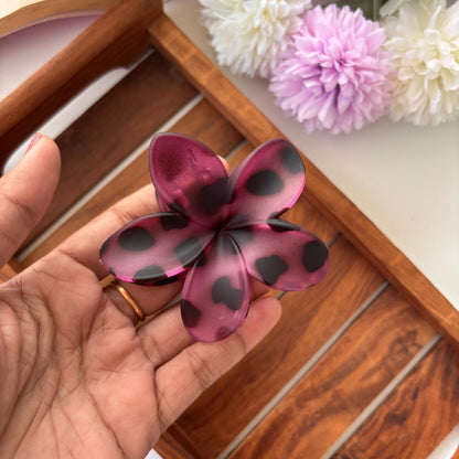 Leopard Bloom Matte Finish Hair Claw – Large