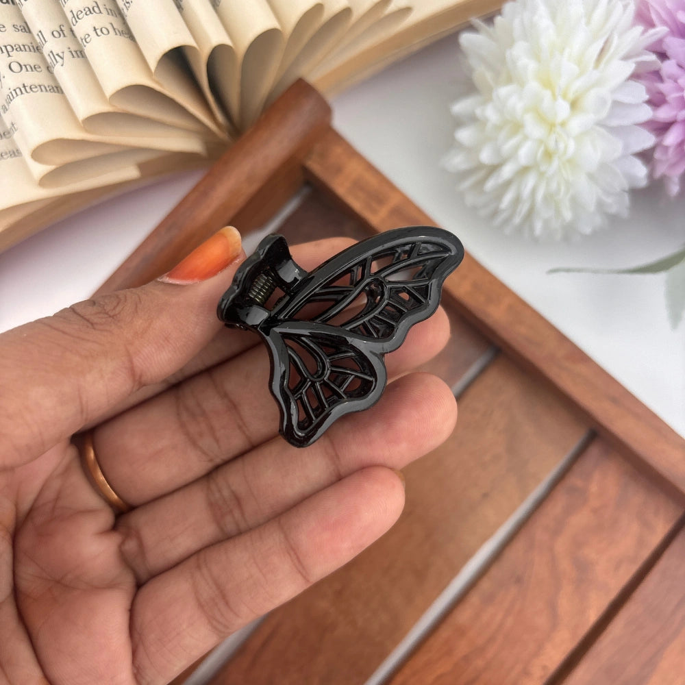 Glossy Lined Butterfly Hair Claw - Small