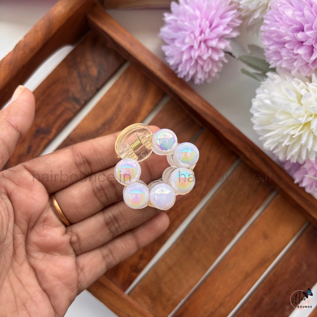 Elegant Pearl Circle Hair Claw – Medium