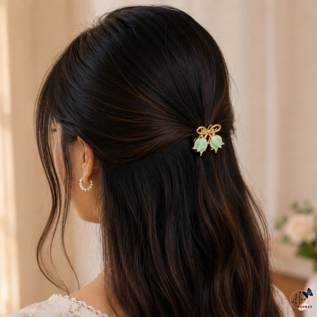 Tulip Bow Metal Hair Claw - Mini