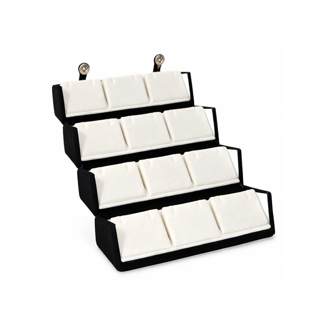 Black Foldable Multi-Slot Earring Box – 12 Slot Jewellery Organizer