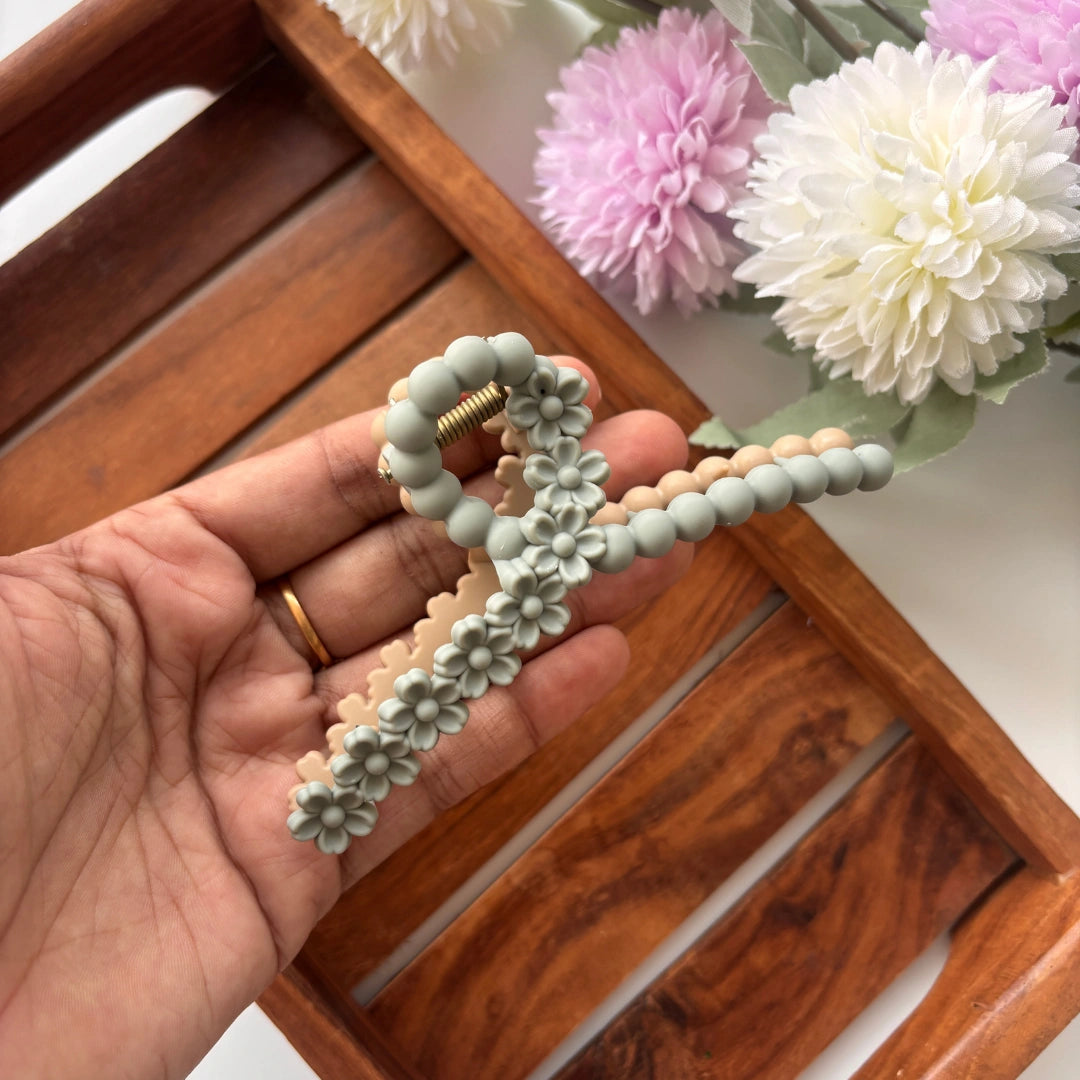 Dual Colour Flower Loop Hair Claw - Large