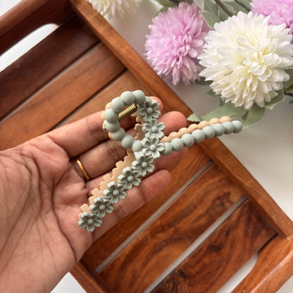 Dual Colour Flower Loop Hair Claw - Large