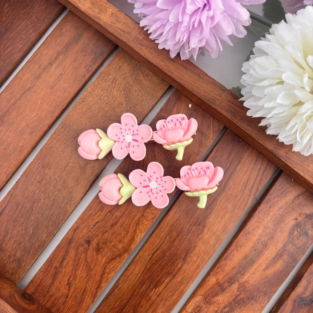 Ceramic Flower Alligator Clip - Set of 2