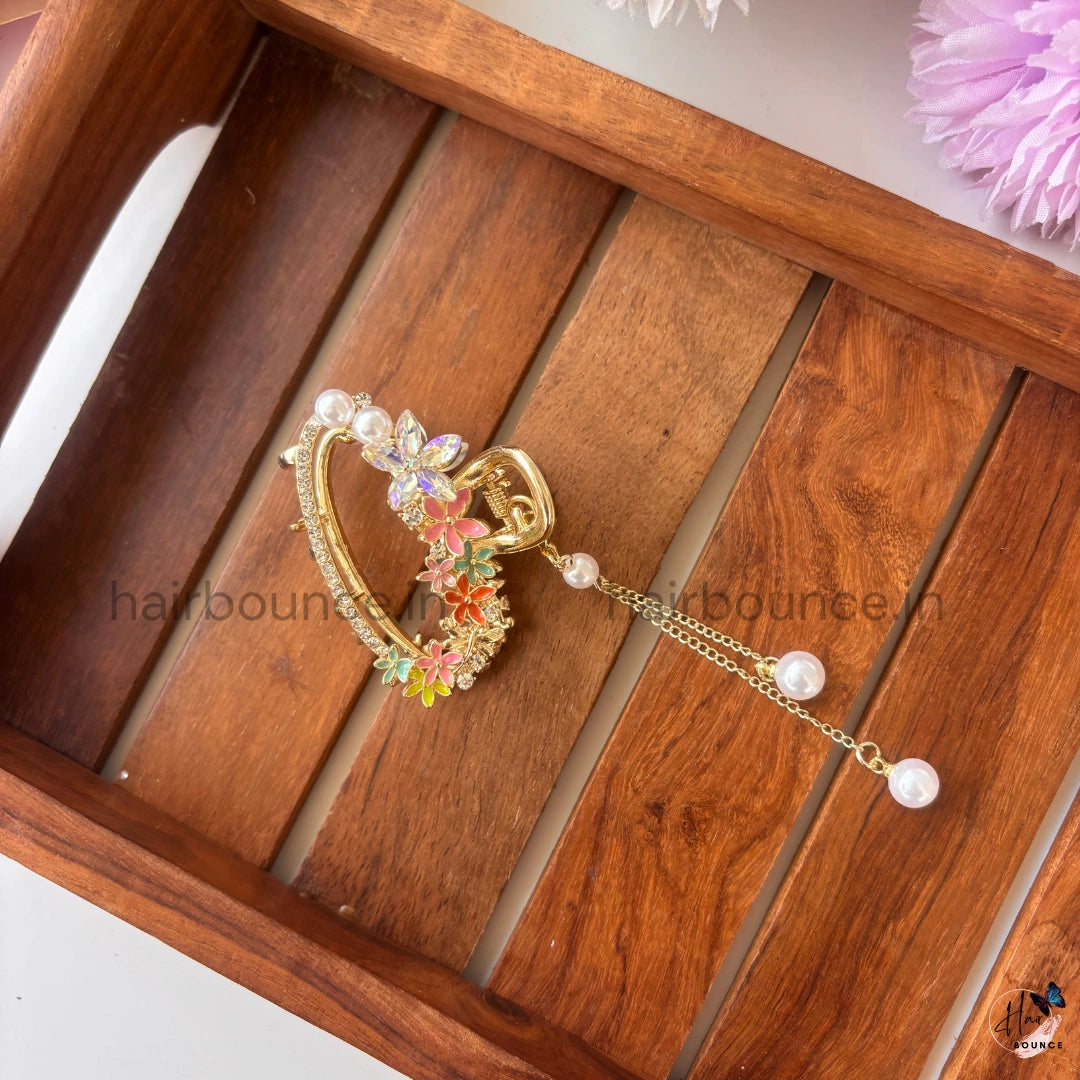 Eternal Bloom Pearl Hanging Hair Claw – Medium