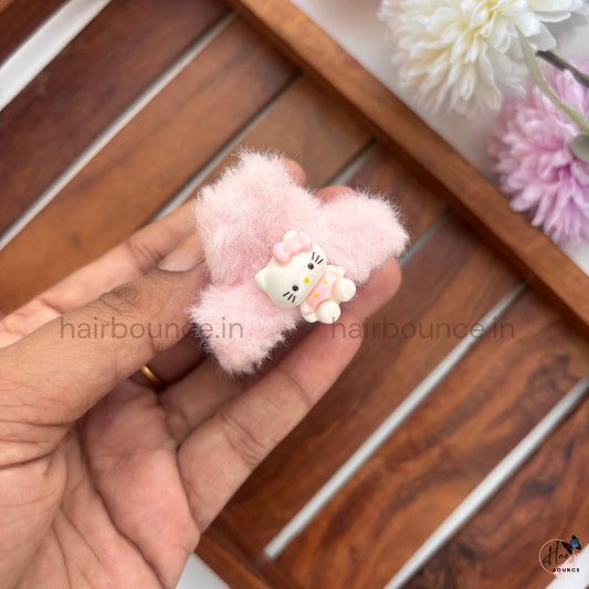 Cute Kitty Fur Mini Hair Claw - Small