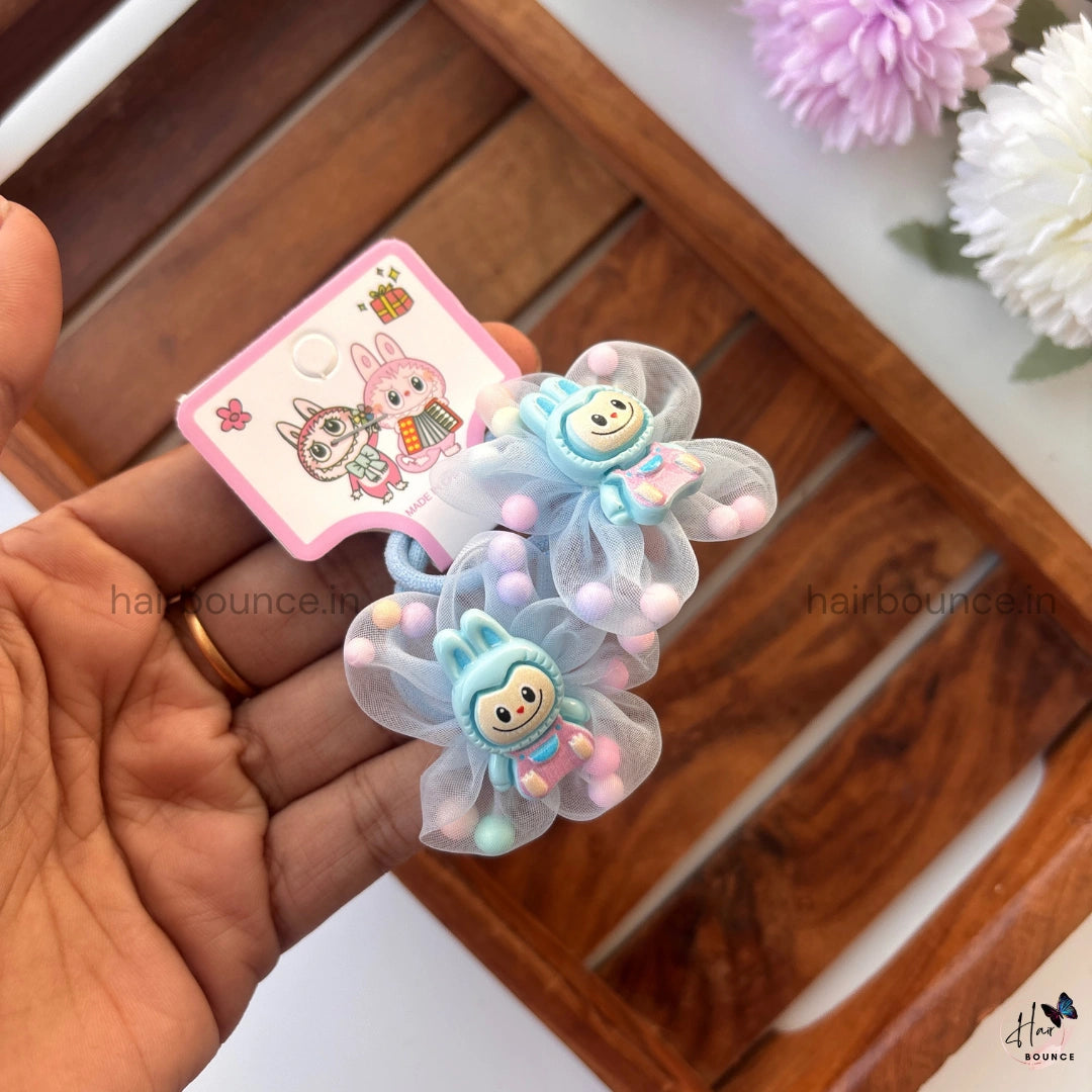 Cute Bunny Pom-Pom Organza Hair Rubber Bands