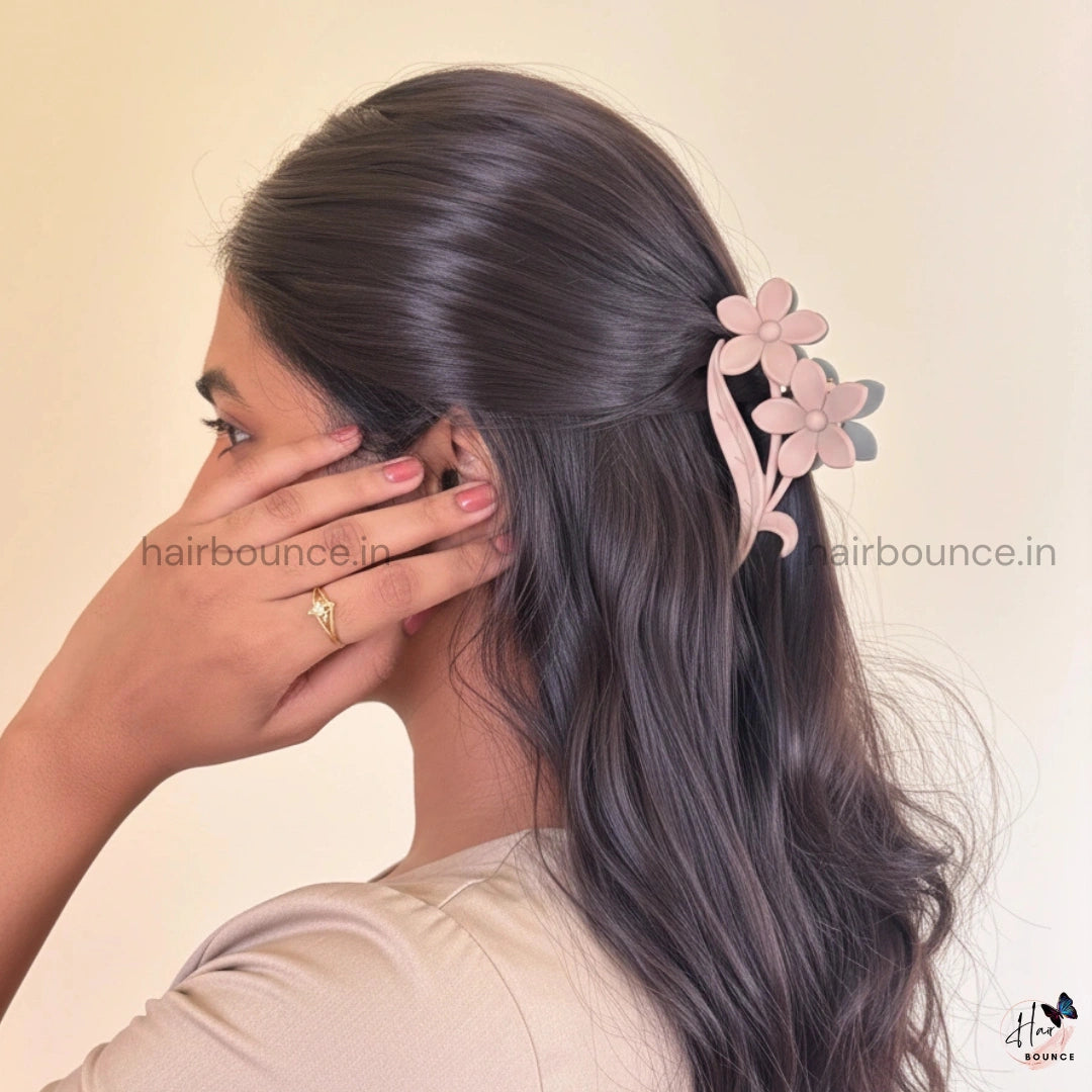 Dual Colour Flower with Leaf Hair Claw - Large