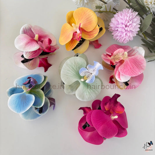 Elegant Orchid Flower Hair Claw Clip – Premium Floral Hair Accessory for Women & Girls (Large)
