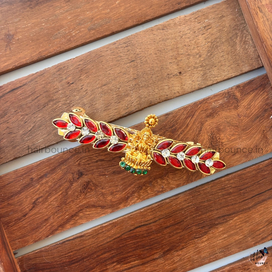 Royal Ruby Kundan Hair Barrette