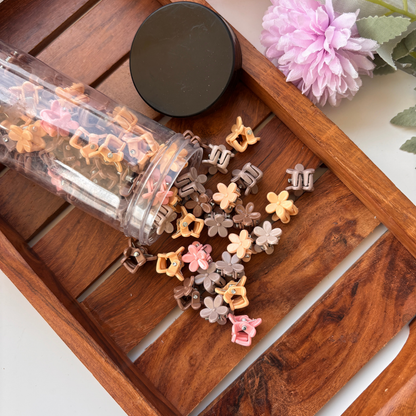 Pastel and Brown Mix Bottle of Mini Hair Claws - Pack of 95