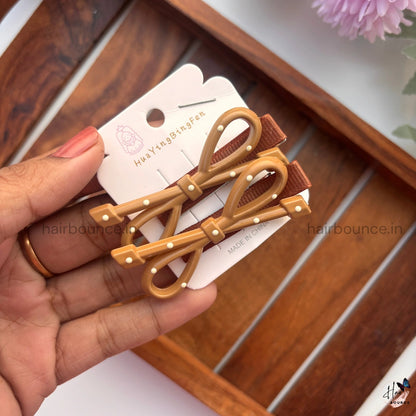 Minimal Nude Bow Hair Clips