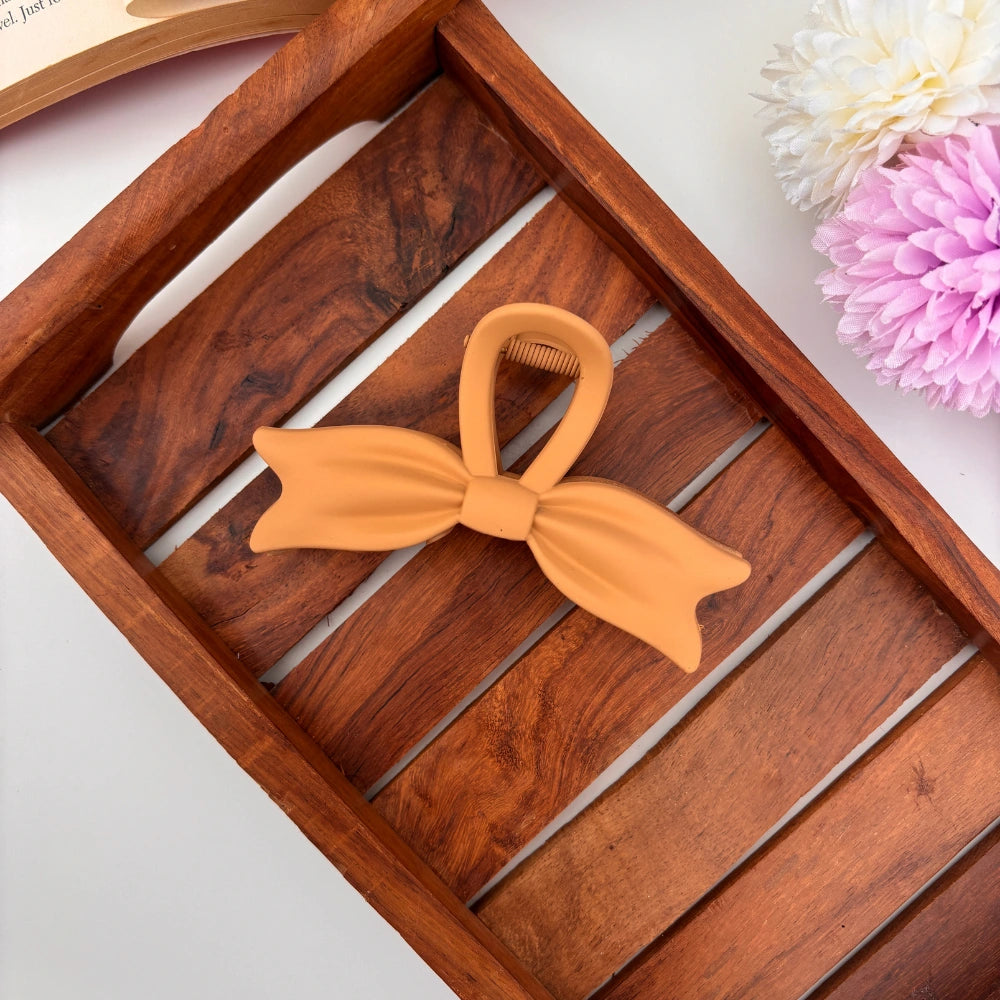 Nude Shades Bow Hair Claw - Large