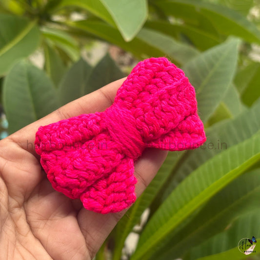 Handmade Crochet Mini Bow Hair Clip – Small Knitted Hair Bow for Girls & Kids