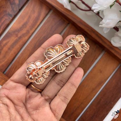 Lustre Bloom Metallic Floral Center Hair Clip