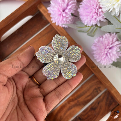 Crystal Bloom Flower Alligator Clip