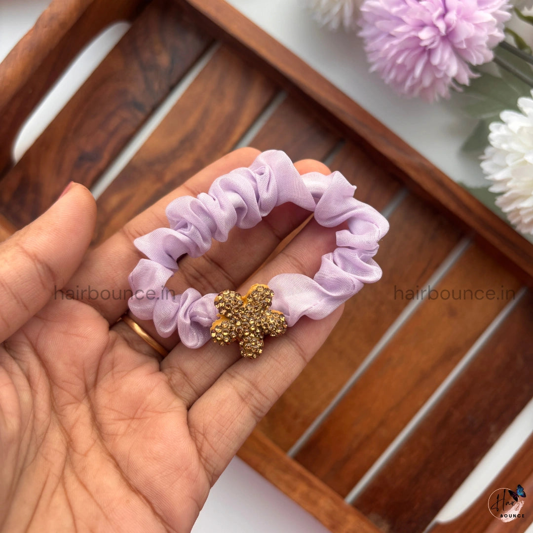 Golden Bloom Satin Scrunchie