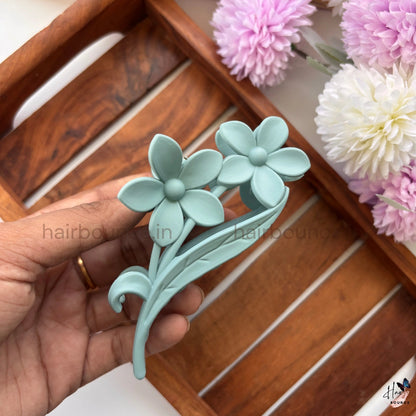 Matte Twin Blossom Vine Hair Claw – Large