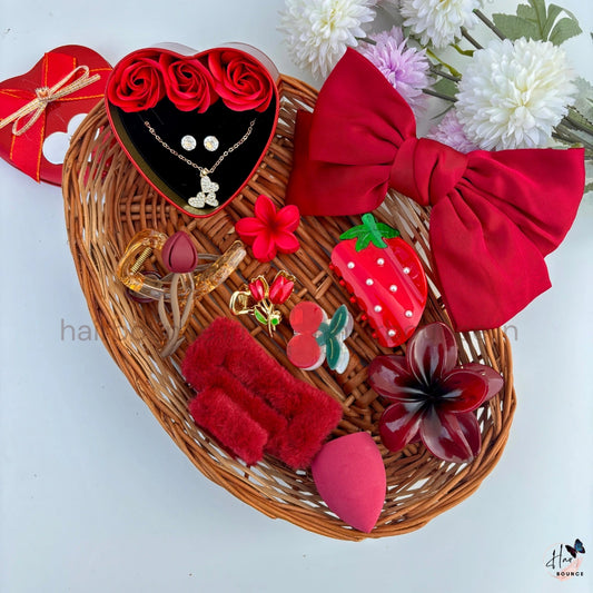 Crimson Luxe Hair Accessory & Jewellery Gift Hamper