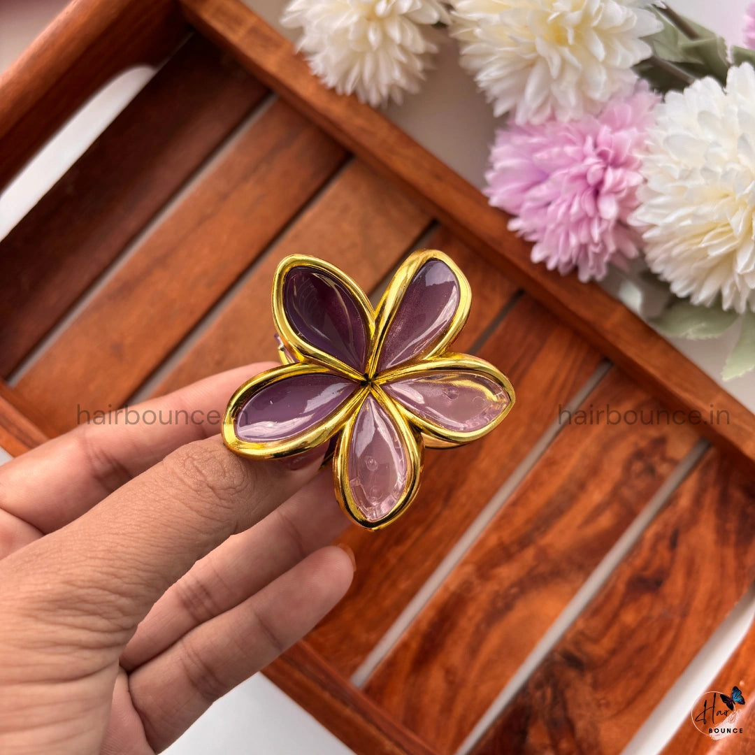 Golden Petal Flower Hair Claw - Medium