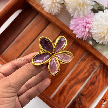 Golden Petal Flower Hair Claw - Medium