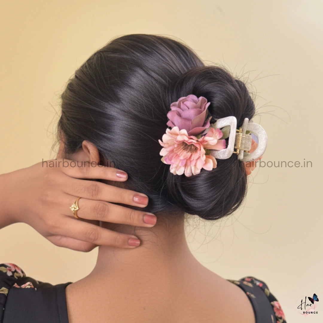 Velvet Bloom Flower Hair Claw - Medium