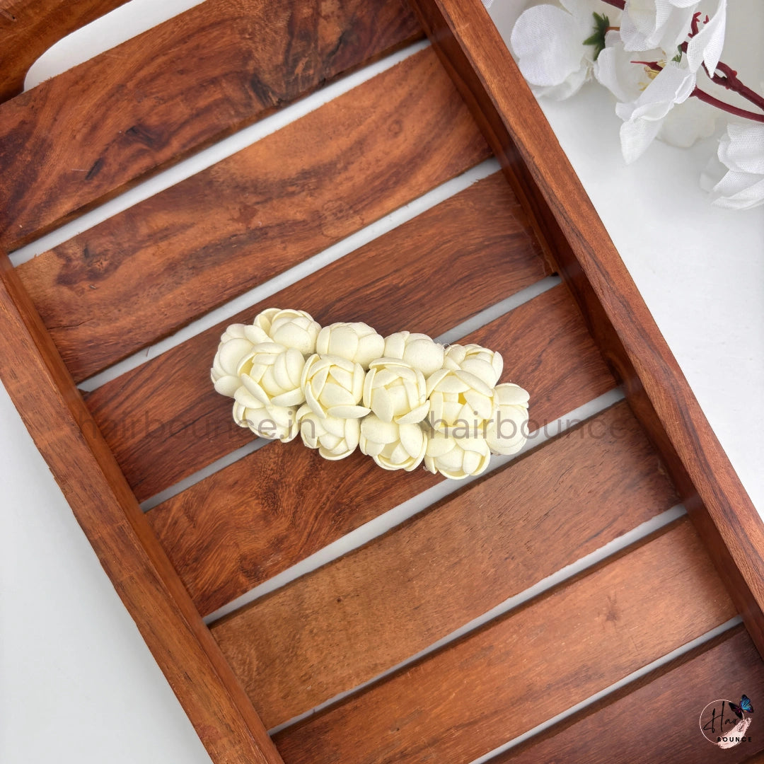 Ivory Rose Floral Center Clip