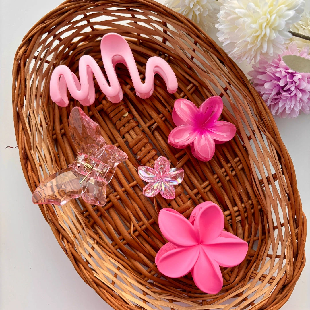 Pink Blossom Hair Clip Set