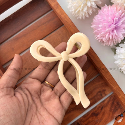 Pastel Elegance Bow Hair Claw - Premium Acrylic Large
