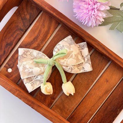 Floral Lace Bow Clip