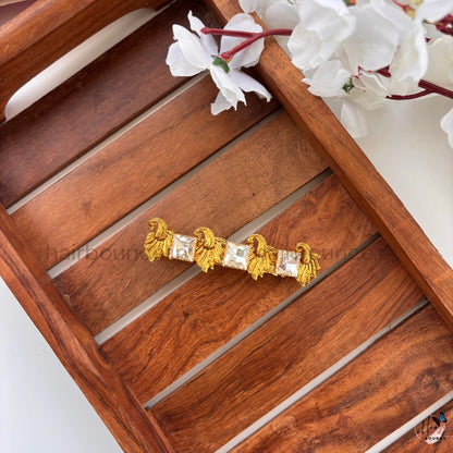 Royal Peacock Kundan Center Hair Clip