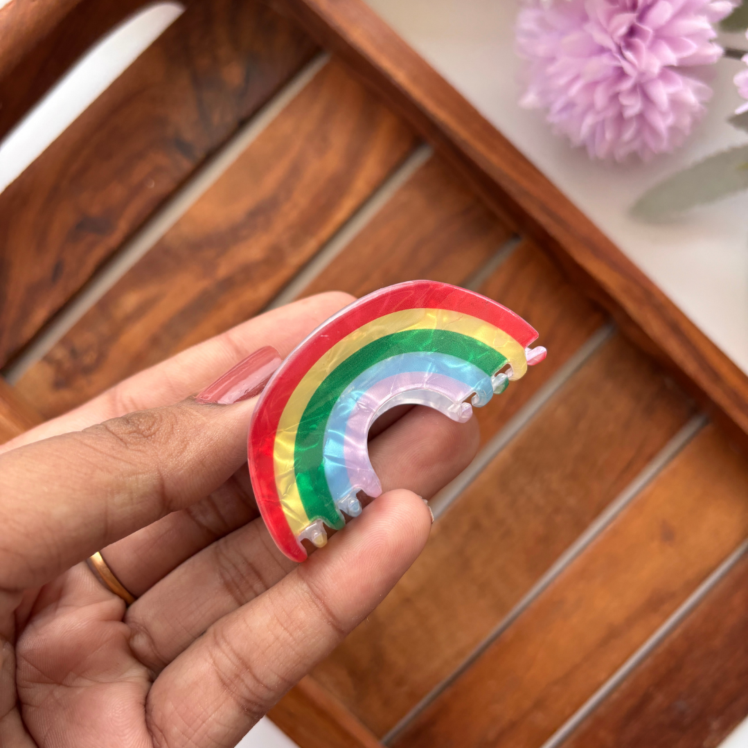 Rainbow & Cloud Hair Claw - Medium
