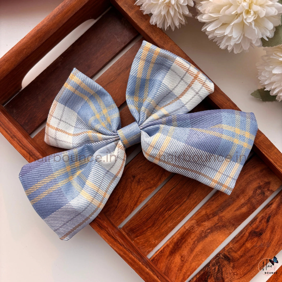 Pastel Plaid Bow Hair Clip