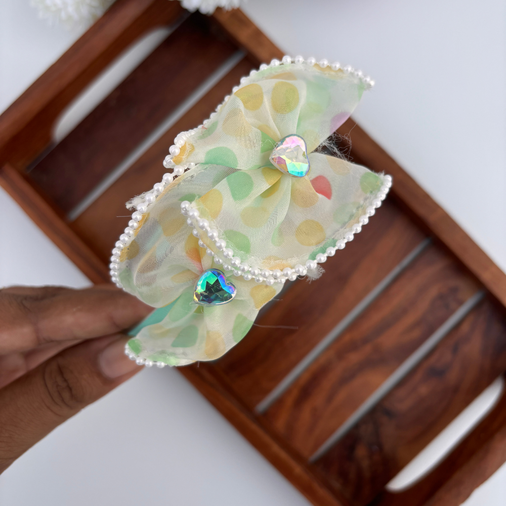 Polka Pearl Bow Headband