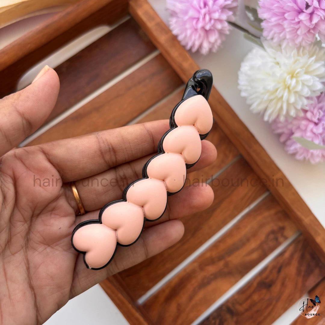 Sweet Hearts Lock Banana Clip – Large | Cute Heart Design Hair Clip for Women & Girls