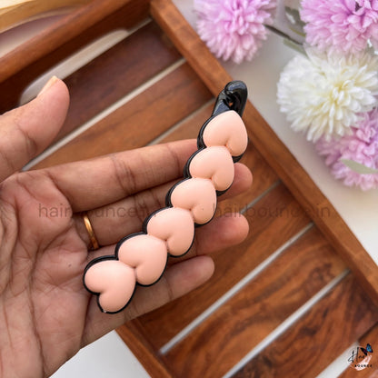 Sweet Hearts Lock Banana Clip – Large | Cute Heart Design Hair Clip for Women & Girls