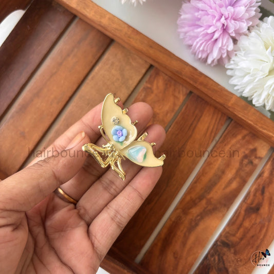 Premium Vintage Fan Butterfly Metal Hair Claw – Medium (Rose Colour Assorted)