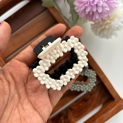 Dual Colour Flower Square Hair Claw - Medium