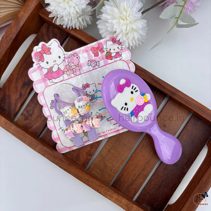 Hello Kitty Kids Hair Brush & Hair Accessories Gift Set – Combo of 3