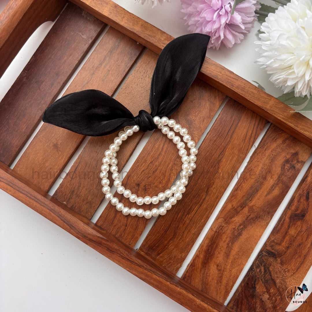 Pearl Bow Luxe Ponytail Holder