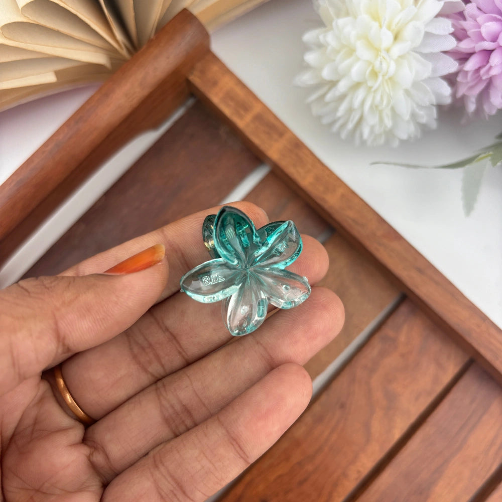 Mini Dual Colour Glassy Flower Hair Claw