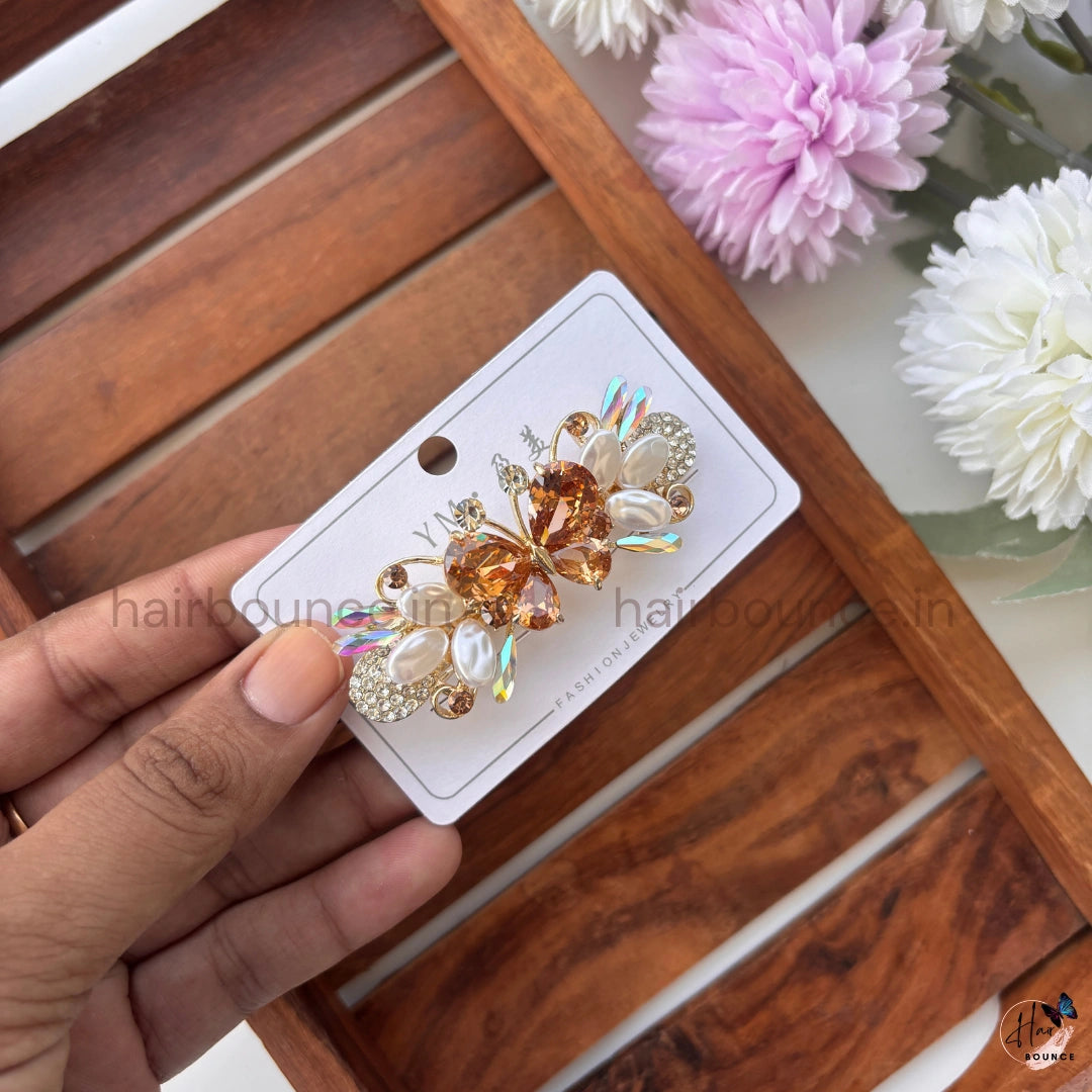 Crystal Butterfly Center Hair Barrette