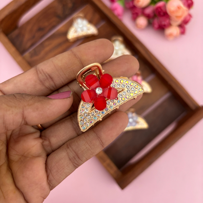 Elegant D-Shape Flower Metal Claw – Medium
