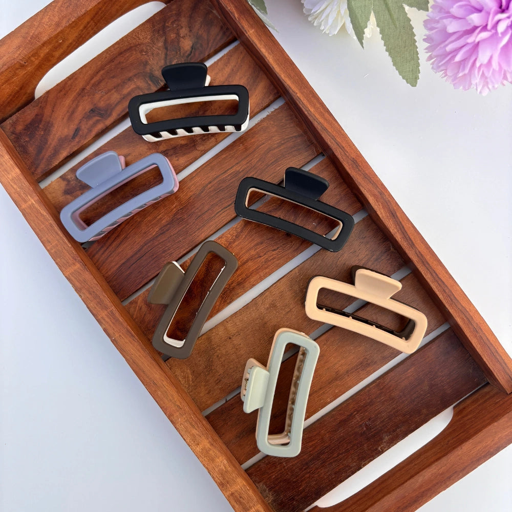 Dual Colour Rectangle Hair Claw - Medium