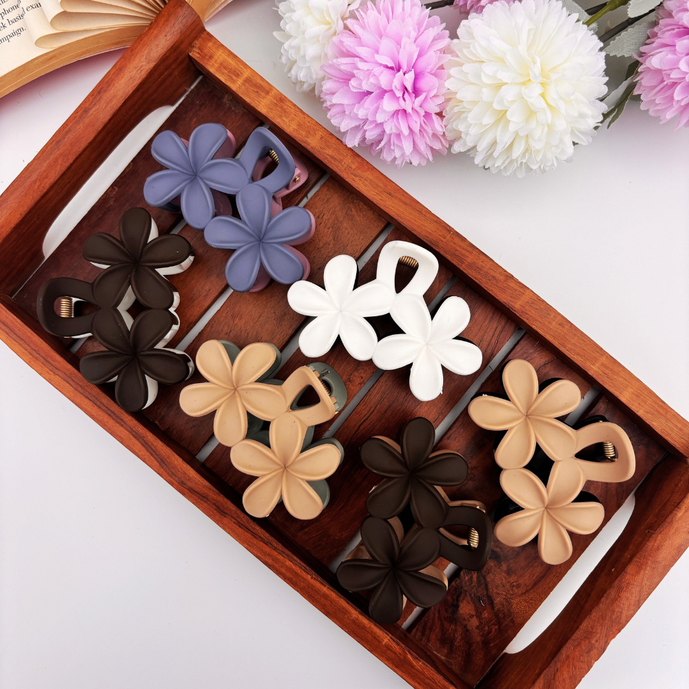 Dual Colour Plumeria Hair Claw - Large