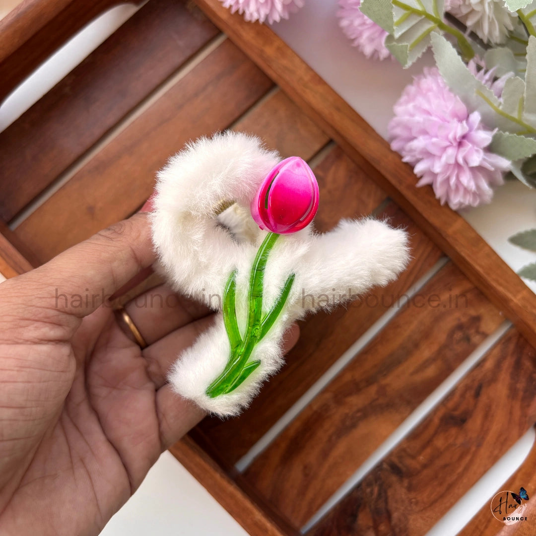 Shiny Tulip Fur Hair Claw – Large