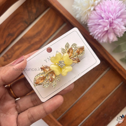 Garden Glow Floral Crystal Hair Clip