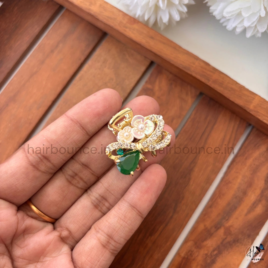 Crystal Pearl Butterfly Hair Claw – Small