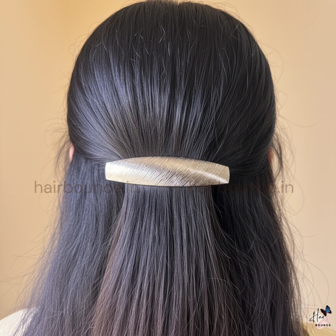 Aurora Fine-Line Metallic Oval Barrette – Elegant Luxe Collection