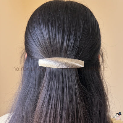 Aurora Fine-Line Metallic Oval Barrette – Elegant Luxe Collection